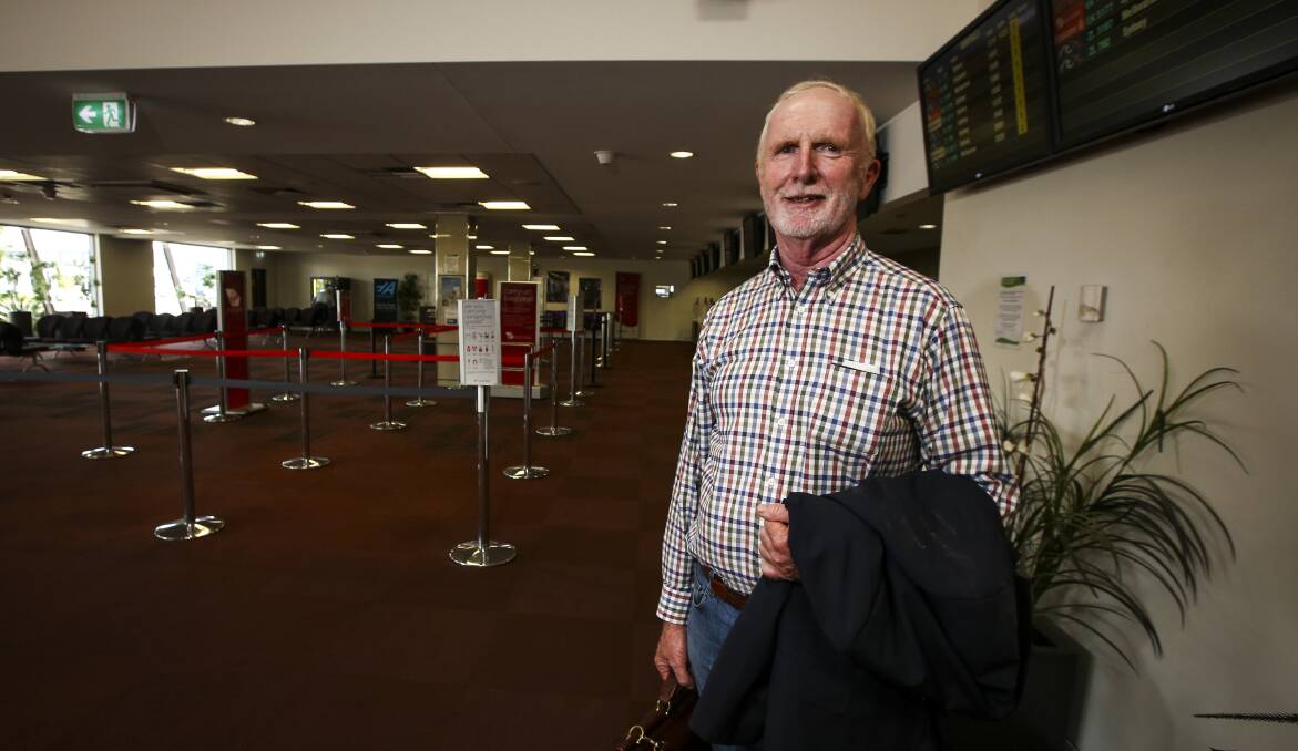 Not too fussed: Angus Australia director Mike Gadd, of Walwa, was not overly concerned at the risks of flying Rex after Friday's mid-air propeller loss. He was flying to a meeting in Sydney. Picture: JAMES WILTSHIRE 