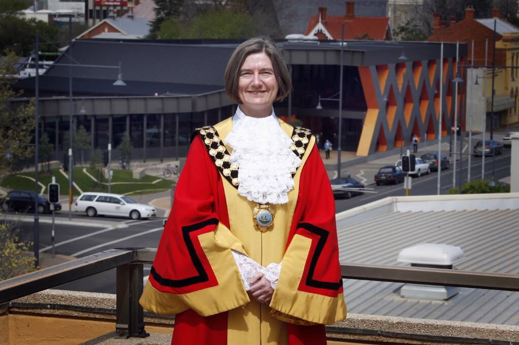 Flashback: Alice Glachan in the mayoral regalia after being elected to the leadership of Albury City Council in 2009. 