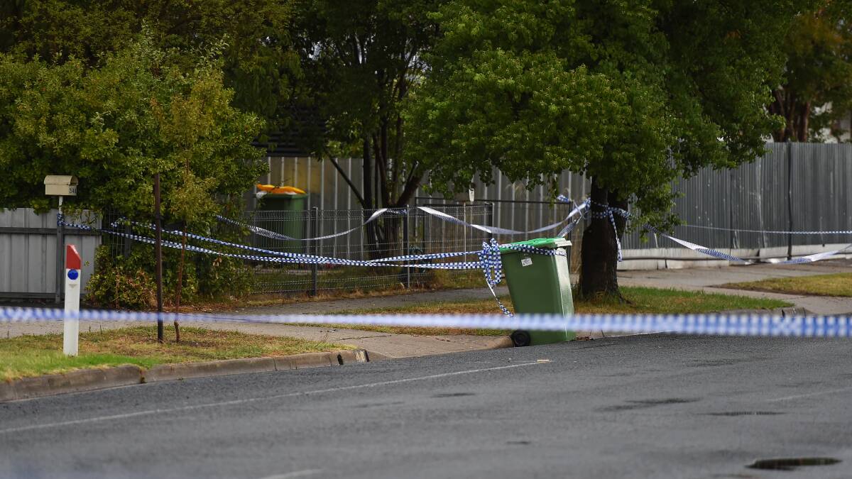 Sign of crime: Police tape runs across a Wodonga street as police investigate a matter in March this year. 