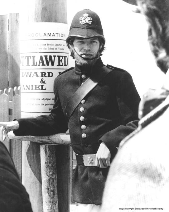 On set: Mick Jagger during production of Ned Kelly playing the bushranger disguised as a policeman. He has not responded to messages for the 50th anniversary of the film.