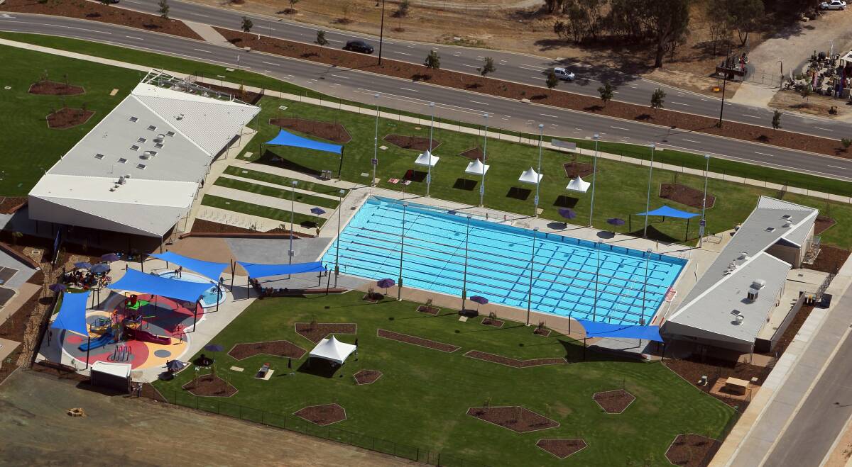Call to cover-up: Wodonga's WAVES pool from the air in March 2013 shortly before it opened.