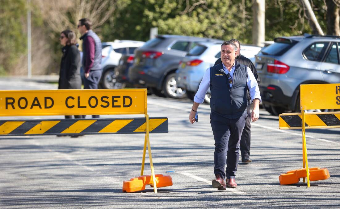 Good news bearer: NSW Deputy Premier John Barilaro arrives at Noreuil Park to make the announcement of a return to a 50-kilometre border zone. Picture: JAMES WILTSHIRE