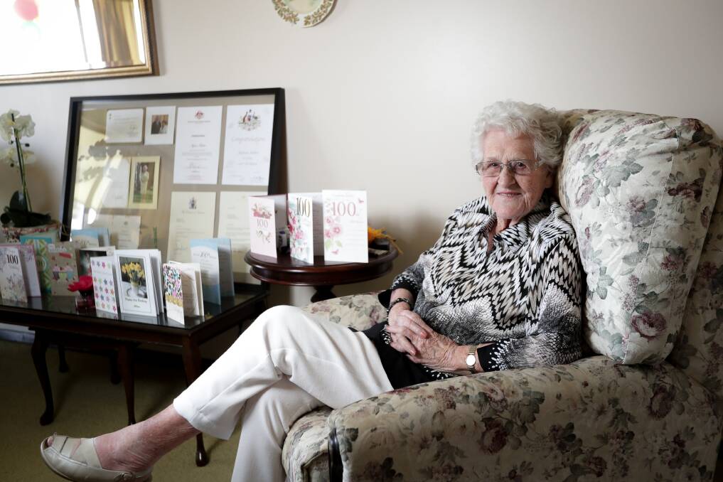 Quite an achievement: Aylean Baker at her Rutherglen home with letters framed congratulating her on celebrating her 100th birthday. Picture: JAMES WILTSHIRE