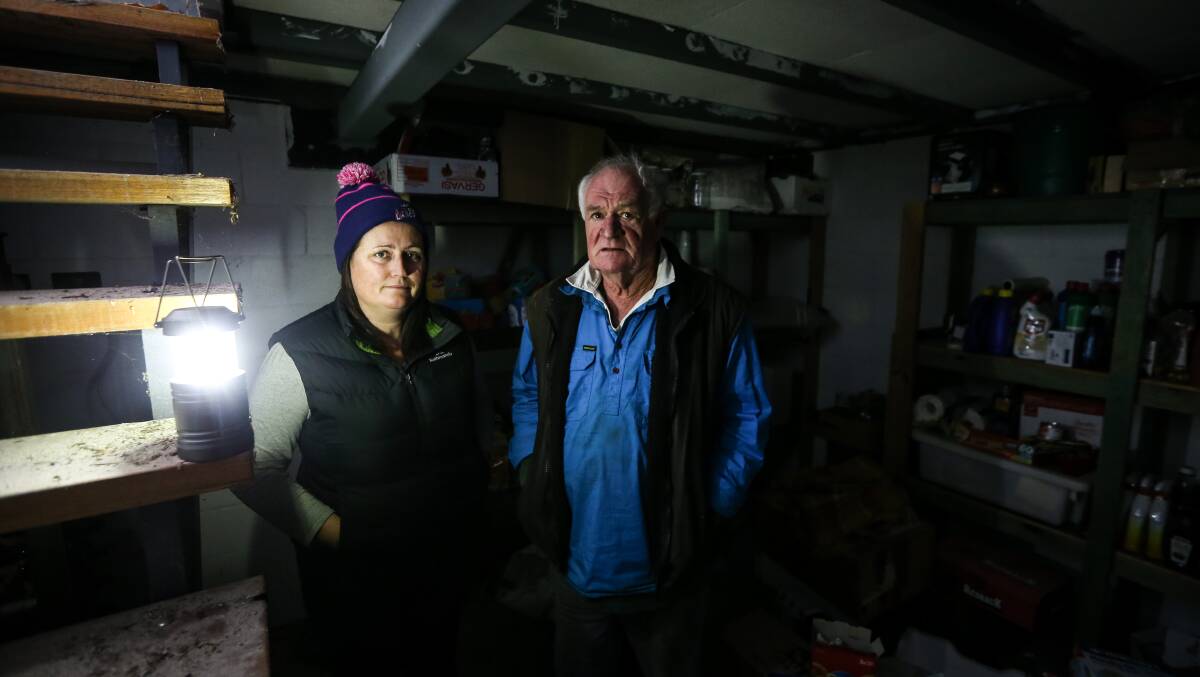 Hideout: Vanessa Keenan and David Lyons in their bunker which became the barrier between them and a wall of towering flames. Picture: JAMES WILTSHIRE