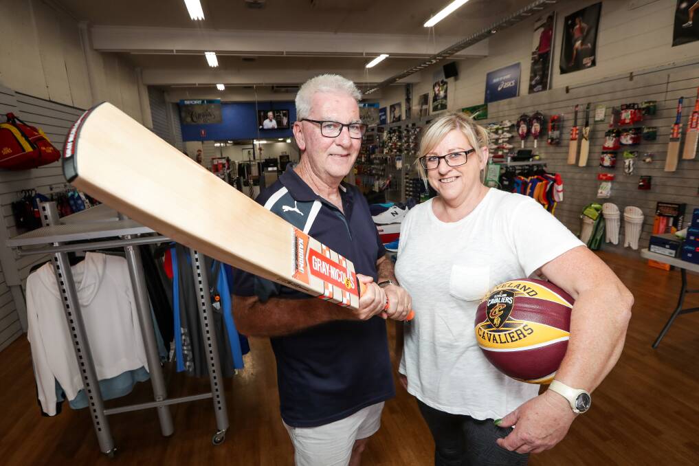 Innings over: Michael Hales and Jenny Wilson are overseeing the closure of Wodonga's only sports store. Picture: JAMES WILTSHIRE 