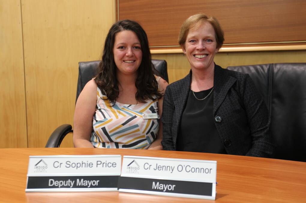 Top two: Indigo's two leaders for the past 12 months Sophie Price and Jenny O'Connor are set to claim the top two positions in the shire election based on counting so far.