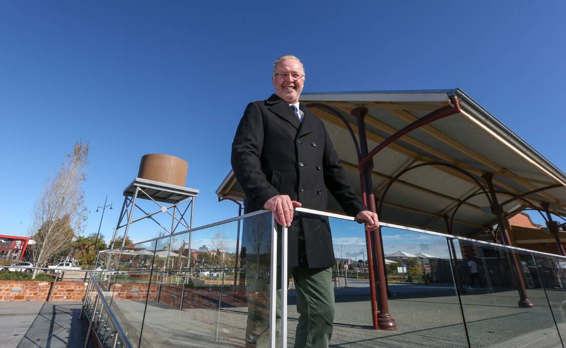 Toot toot: Mark Byatt at Wodonga's old railway station which saw its last train pass by in November 2008, the month he became a councillor. Picture: TARA TREWHELLA