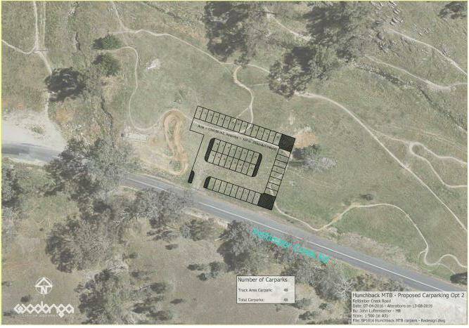 Bird's eye view: A city planning image showing how a formal car park proposed for the Hunchback Hill mountain bike area in south-west Wodonga would appear. Image: WODONGA COUNCIL