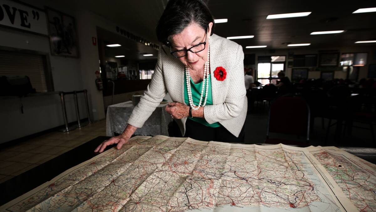 Captivated: Cathy McGowan pores over the map used by her grandfather to trace the progress of the Great War across the Western Front.