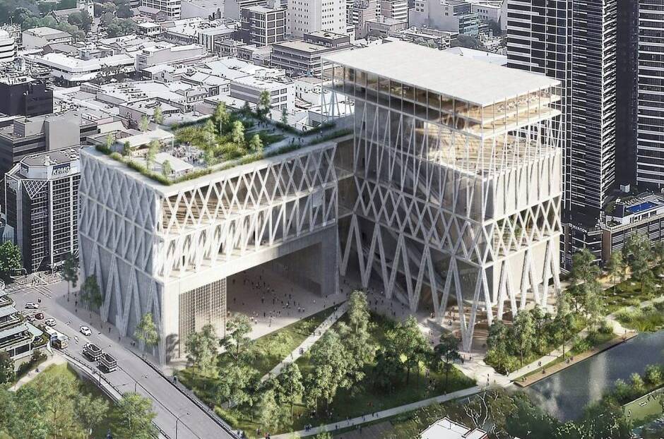 How it will look: An architectural image of the design chosen for the new Powerhouse Museum when it moves from inner city to a site on the Parramatta River in western Sydney.
