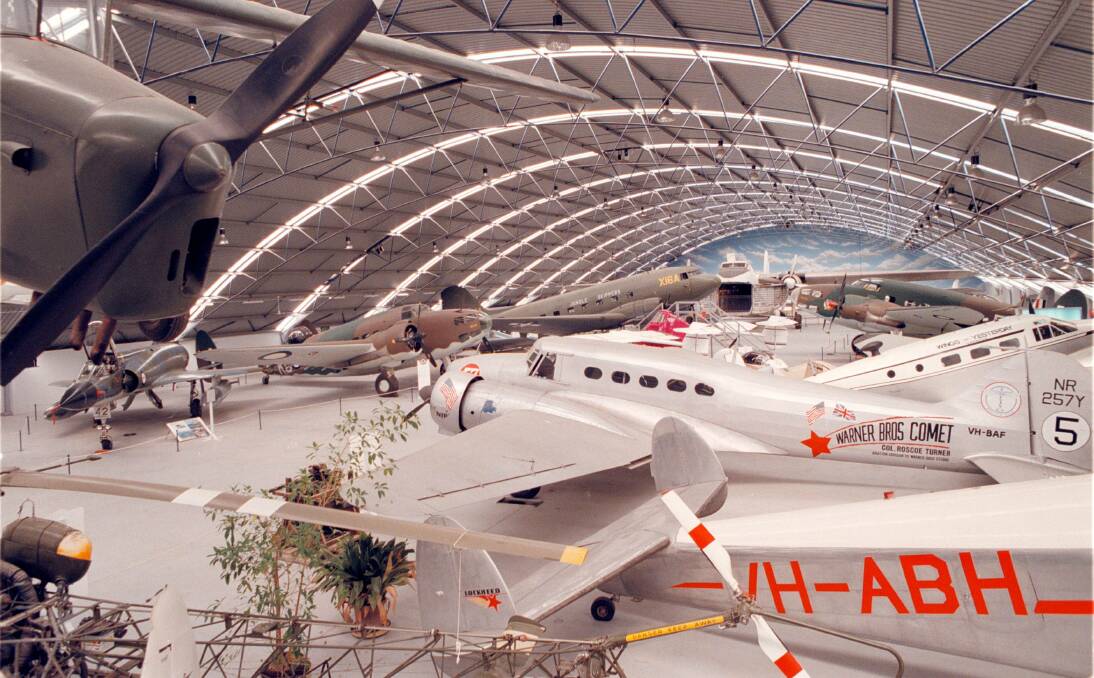 Big birds: The Drage Airworld collection as it appeared in 1998 at its hangar at Wangaratta airfield.
