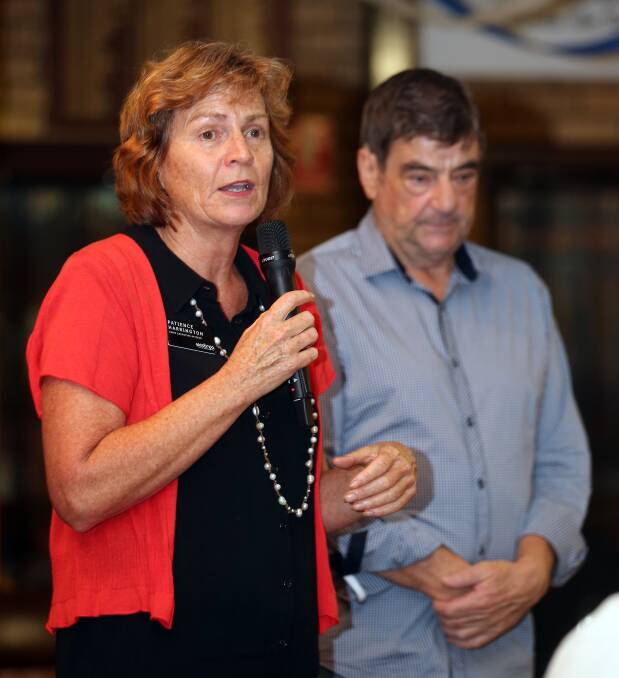 Push for change: Patience Harrington with Ian Deegan at a community meeting in 2015.  Mr Deegan believes Wodonga councillors should look to appoint an outsider to succeed Ms Harrington as the city's chief executive.