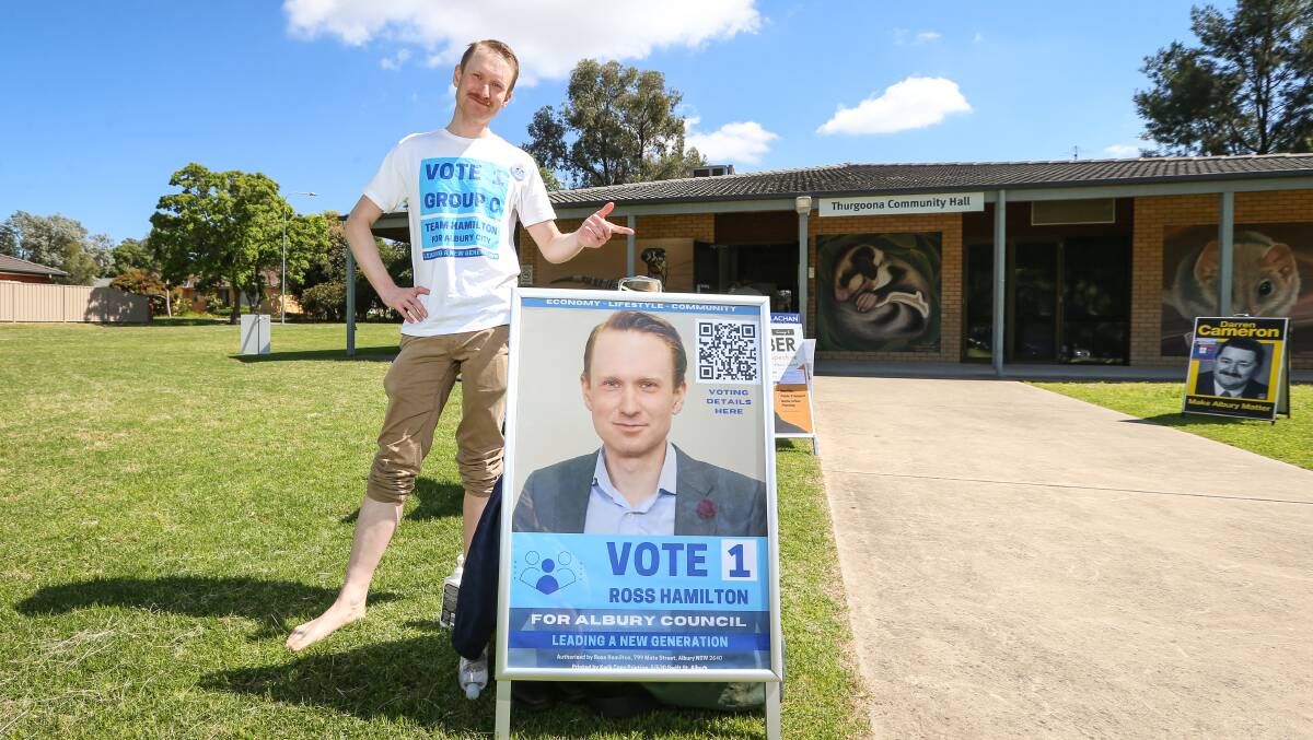 Left to ponder: Ross Hamilton outside Thurgoona Community Centre on Saturday. He said he had no plans to stand again for council in the immediate future. Picture: JAMES WILTSHIRE