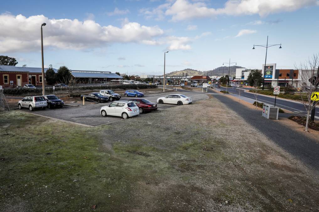 Park of a different kind: Greenery will replace cars over the next six months at a new grassed area near the old railway station in Wodonga. Picture: JAMES WILTSHIRE  