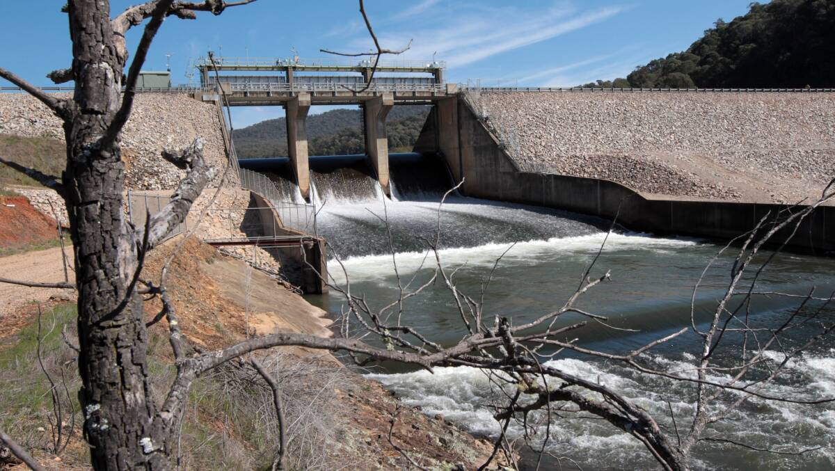 Room for growth: Water goes through the spillway at Lake Buffalo. Victorian Nationals and their federal leader Michael McCormack would like to see it expanded.