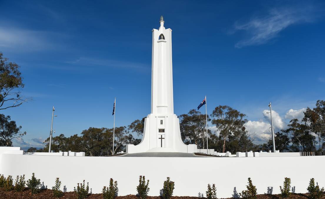 As it is: The base of the war memorial on Albury's Monument Hill contains only two flag poles on which Australian and New Zealand flags fly. Picture: MARK JESSER