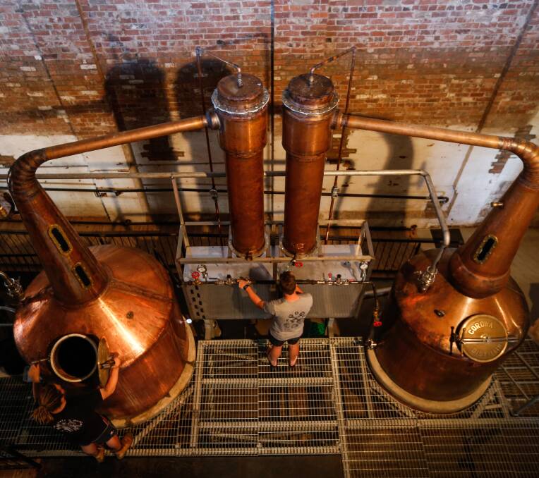 Production line: The interconnected wash and spirit stills sit in an area once used for packing flour.