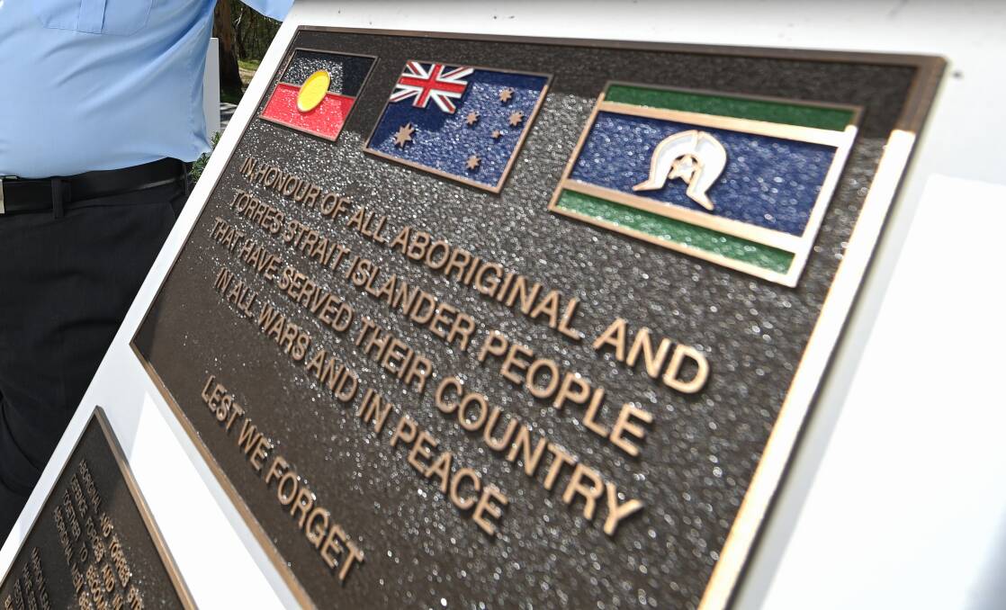 Worthy tribute: Nicholas Little believes this plaque shows the role of Aboriginal and Torres Strait Islander service personnel has not been ignored at the Albury War Memorial.