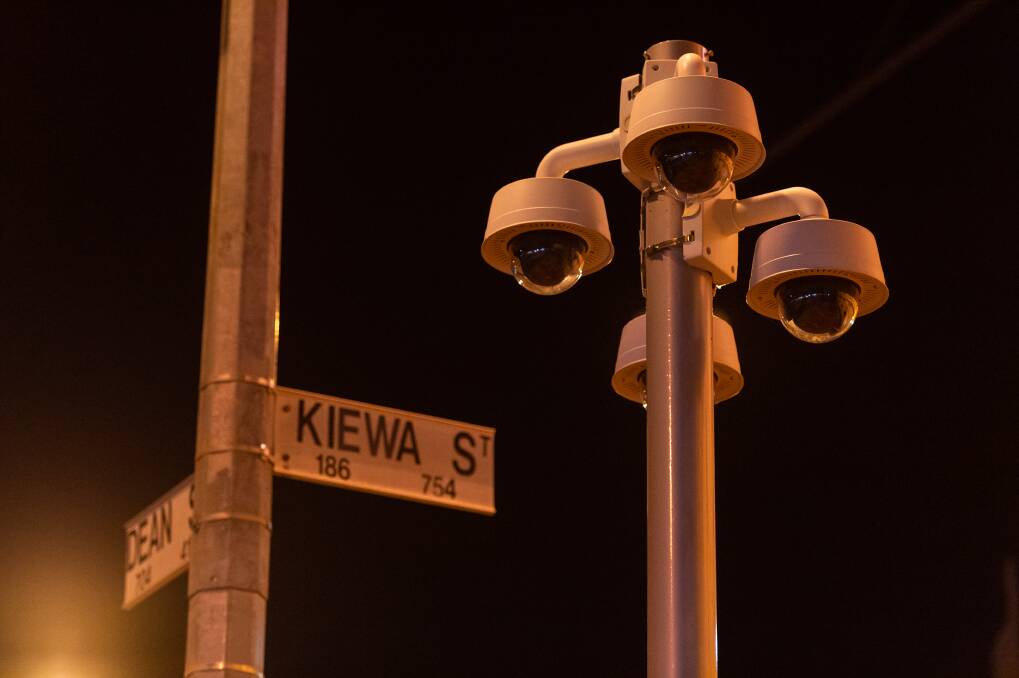 In the spotlight: Council-driven security cameras in Albury's city centre. Moves are now afoot to have a similar system at Lavington. Picture: MARK JESSER