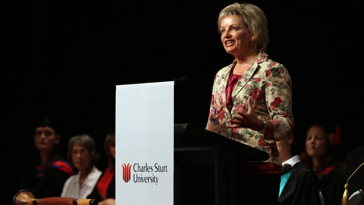 Speech day: Sussan Ley gives the keynote address at a Charles Sturt University graduation ceremony at the Albury Entertainment Centre in 2012.