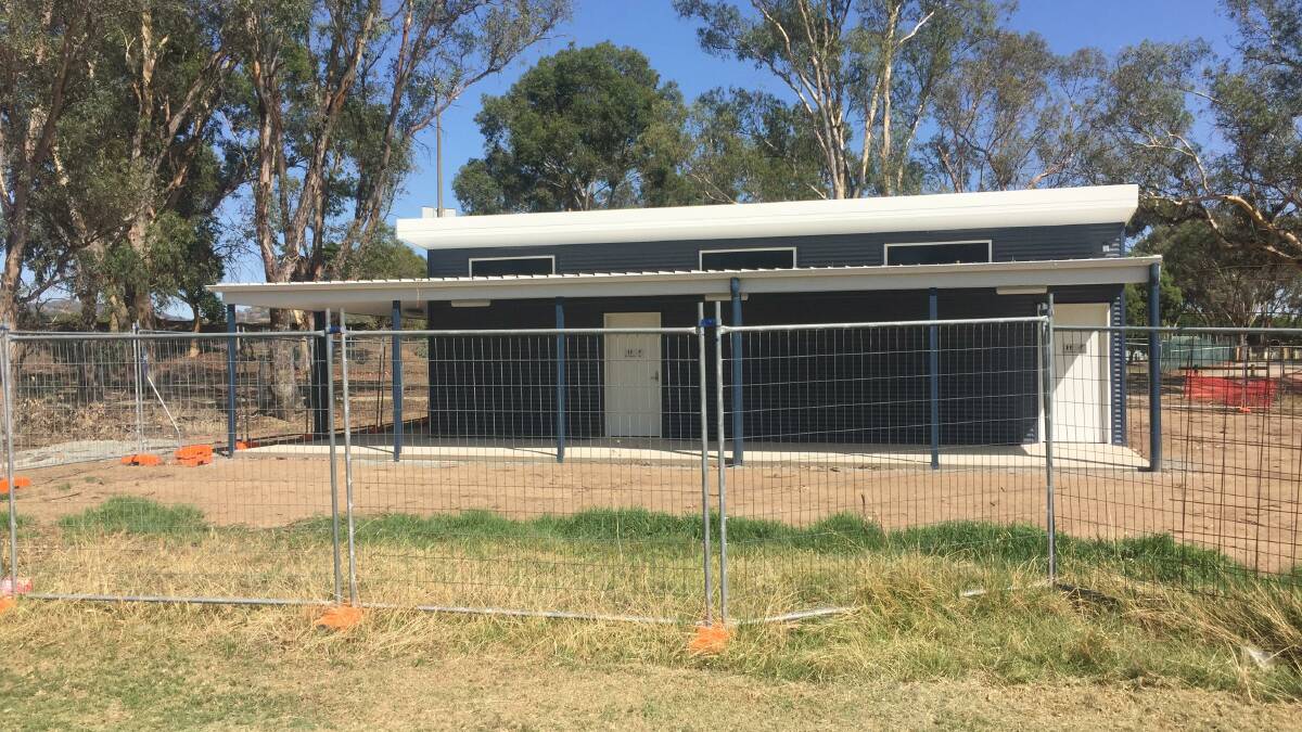 Nearing completion: The toilets and changing rooms at West Wodonga's Emerald Oval which received Victorian government funding after being overlooked by for federal cash. 
