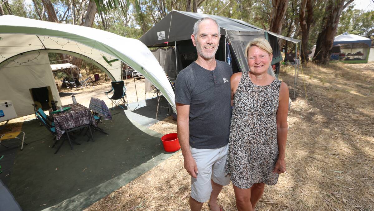 Regulars: Brendan and Jenni Vanderfeen have been coming to Cobram-Barooga to camp alongside the Murray River for more than three decades.