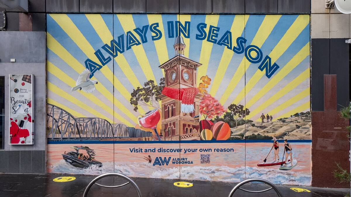 In situ: The completed Albury-Wodonga tourism mural now on show in central Melbourne.