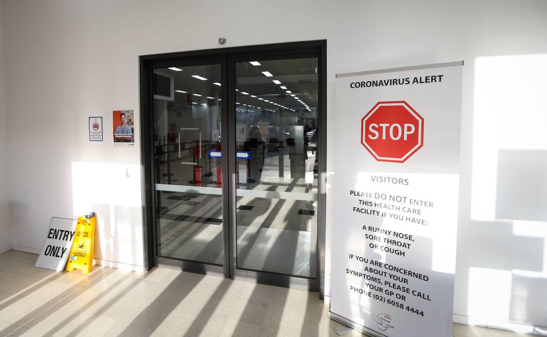 Red mark: A COVID warning sign in Wodonga. The virus has resulted in huge demand on Albury and Wodonga hospitals underlining the need for a new medical hub.