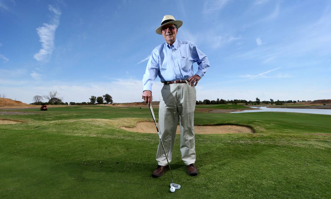 Last layout: Peter Thomson in 2015 at the Black Bull course at Yarrawonga which he designed to be an enduring but fun test of golf.