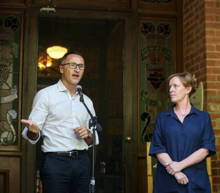Flashback: Greens federal leader Richard Di Natale launches the 2016 election campaign of Jenny O'Connor at Beechworth in April that year. Picture: JAMES WILTSHIRE