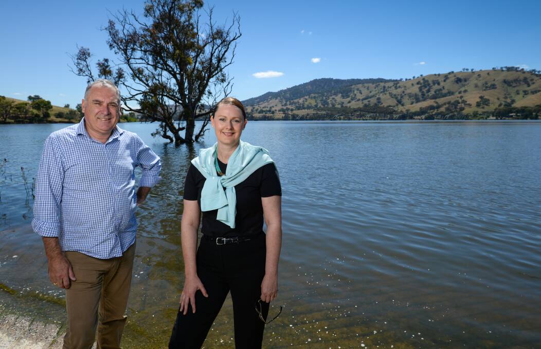 Making waves: Albury councillor Murray King and Wodonga businesswoman Alison Reed want houseboats on Lake Hume, with both believing that the lake is "very much underutilised". Picture: MARK JESSER