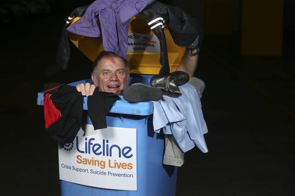 Making a point: Chris Pidd in a jocular photograph, taken during his time leading Lifeline, promoting the need for donations to support the charity.