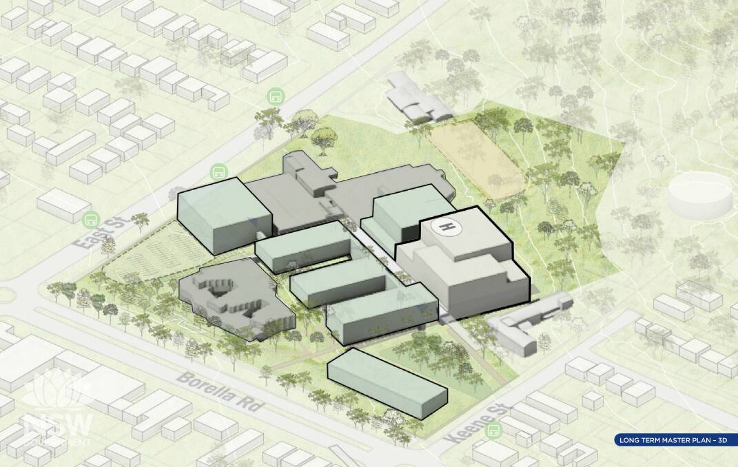 One of the images released as part of the master plan. This shows how buildings may be developed around Albury hospital. 