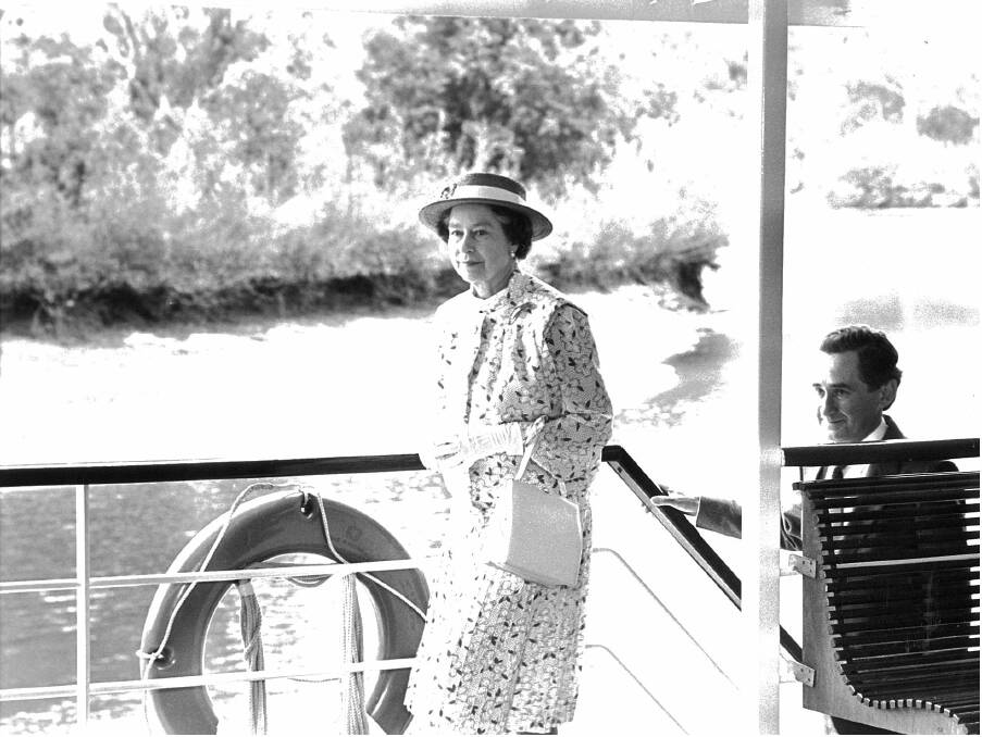 Flashback: Queen Elizabeth on the paddle steamer Cumberoona during her visit to Albury in 1988 when the city's CBD open space was named QEII Square in her honour.