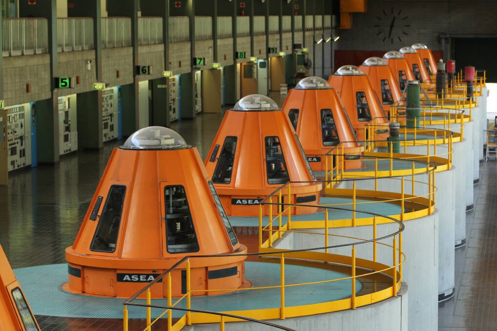 Inside view: Turbines lined up, like well-trained soldiers, at the Murray 1 power station near Khancoban. The hyrdroelectric plant has a 950-megawatt capacity and was opened in 1967. 