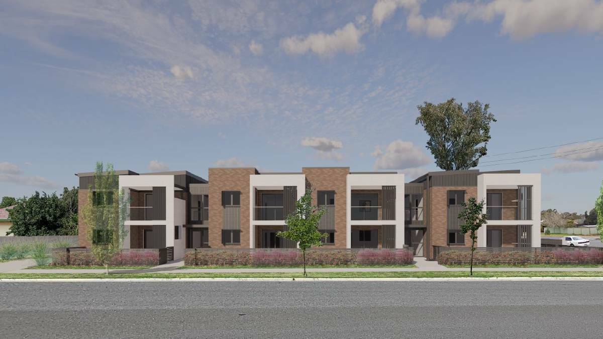 On the horizon: An artist's impression of how new public housing proposed for the corner of Alexandra and East streets in East Albury will appear.