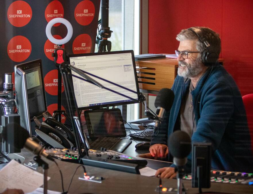 Hanging up the headphones: Matt Dowling behind the microphone for his breakfast show on ABC Goulburn Murray which will end on Friday after having its debut in September 2005. Picture: ABC