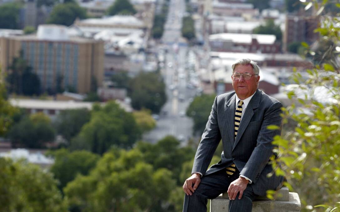 Long contribution: Les Langford pictured on Monument Hill in 2004 at the time of his retirement from Albury Council after having been an elected representative since 1980.