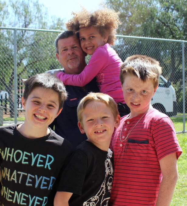 Flashback: Syd Churcher with he and wife Sue's children Luke, Jackson, Jacinta and Dylan at the opening of the Westside community centre garden in 2012.