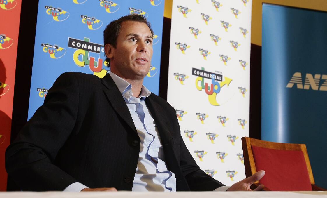 Flashback: Wayne Carey at the Commercial Club in 2009 when he addressed a lunch organised by the BB Saints football club. He will be at the same venue next month for a fundraiser to aid farmers and defence force veterans.