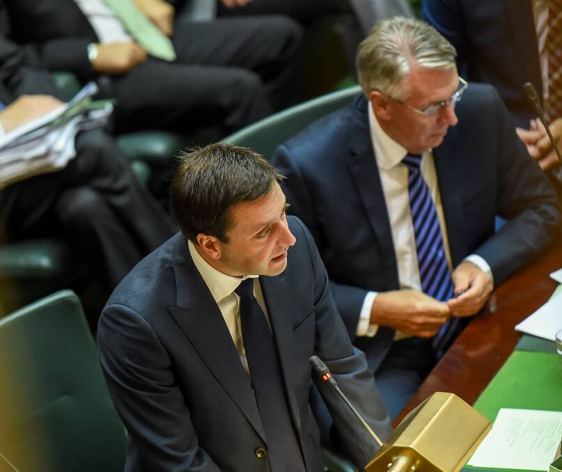 On the attack: Matthew Guy and Peter Walsh backed member for Benambra Bill Tilley in his seeking of answers to government involvement on solving a power dispute involving new homes.
