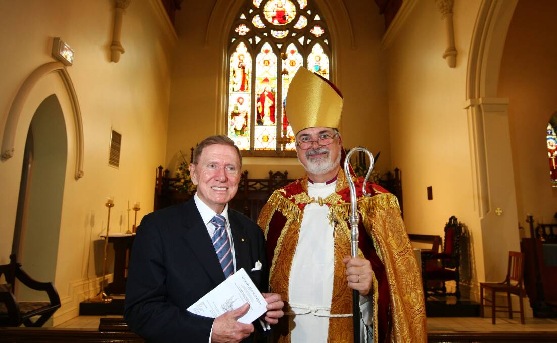Sepcial guest: Former High Court judge Michael Kirby with Bishop Parkes during a service for lent in February 2011.