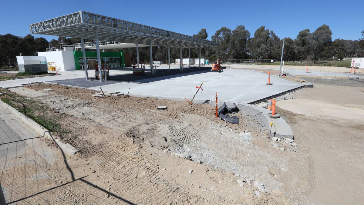Under construction: The BP service station being built at Thurgoona. It is expected to open next month. Picture: KYLIE ESLER