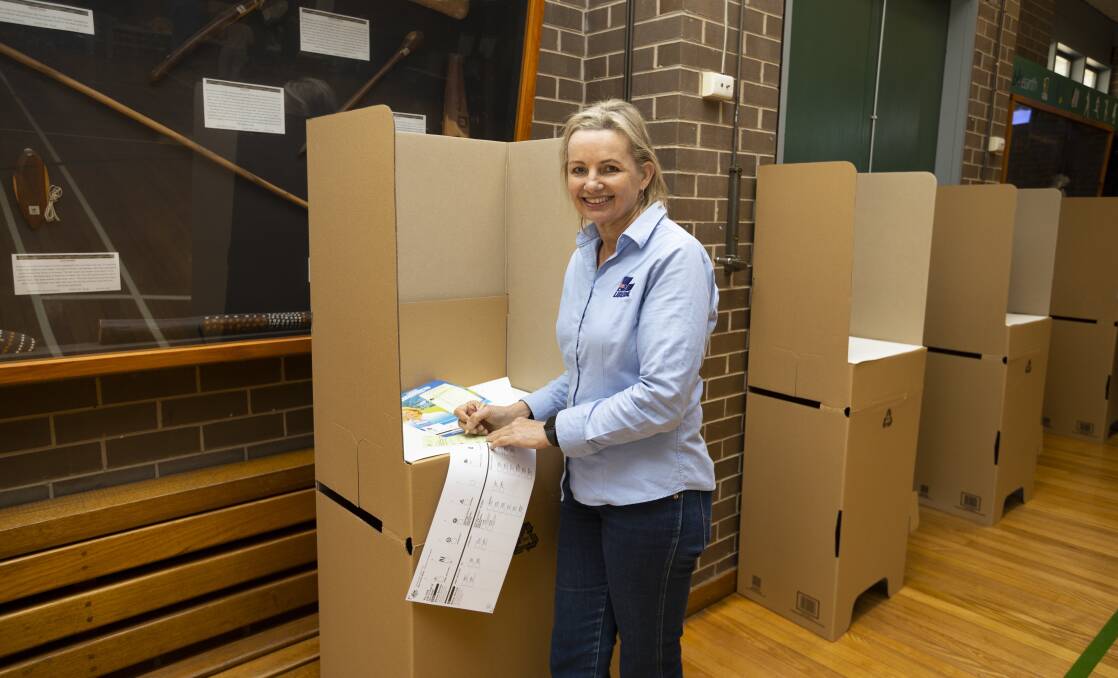 Familiar process: For the eighth time, Sussan Ley had the chance to vote for herself on the ballot for Farrer. Picture: ASHLEY SMITH