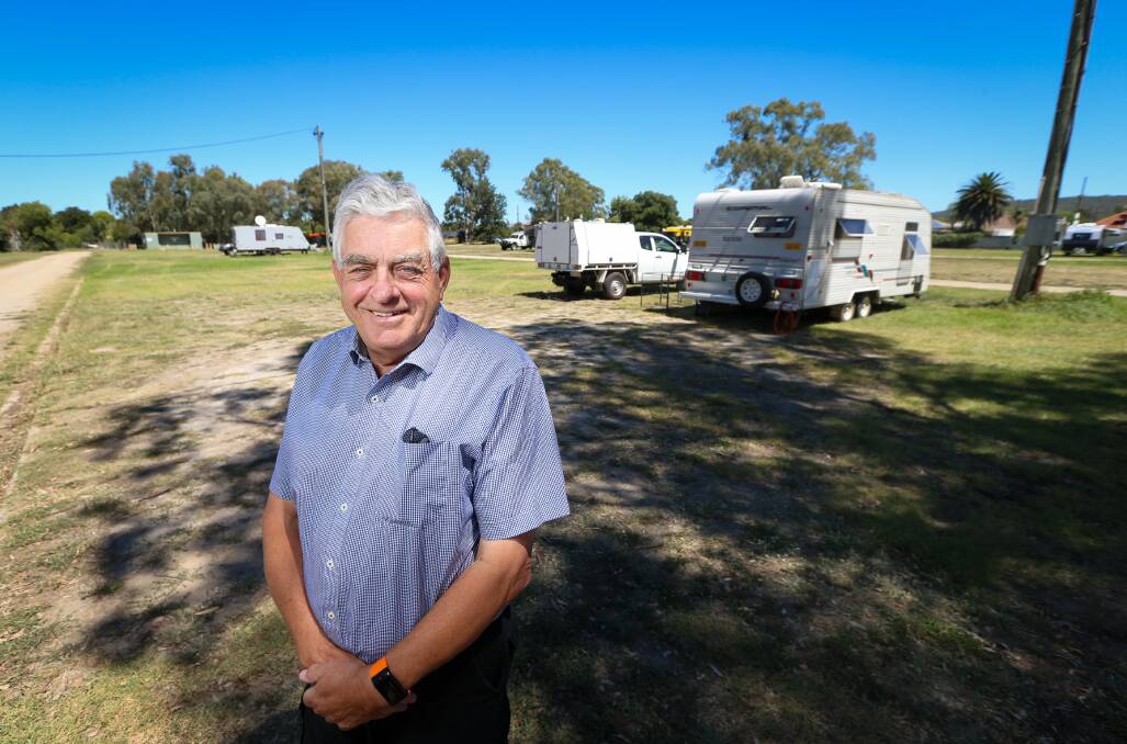 Better deal coming: Henk van de Ven at the Albury Showground camping ground which will have more sites available following a toilet and laundry upgrade. It is a hub for primitive holidaying in the city. Picture: JAMES WILTSHIRE