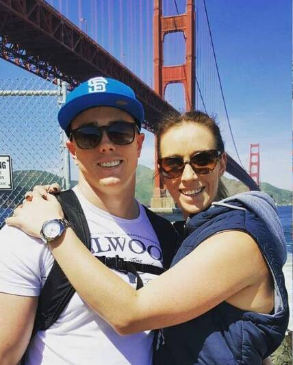 Deeply admired: Ben Pascall and girlfriend Georgia Webb in San Francisco on their overseas holiday which also included New York and Mexico.