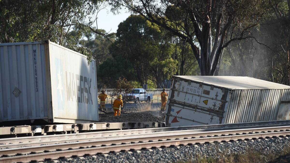 Flashback: What greeted emergency services on Wednesday last week when much of a long freight train derailed. Picture: MARK JESSER
