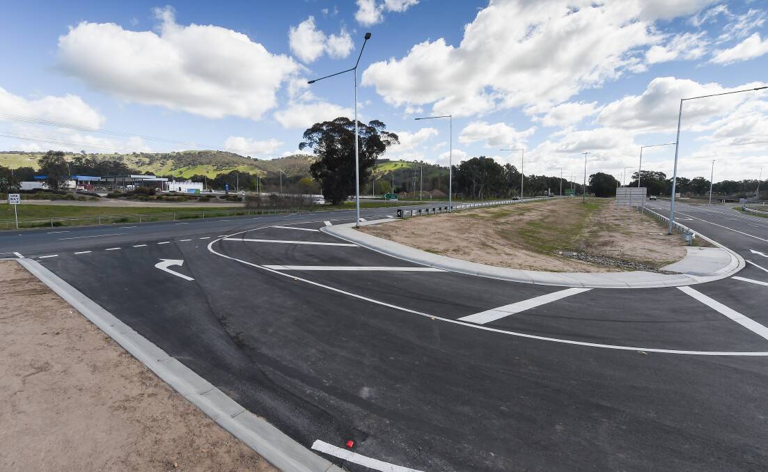 Hot spot: The McKoy Street intersection on the Hume Freeway which was modified last year and had its speed limit permanently reduced from 110km/h to 80km/h. 