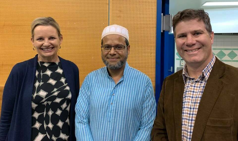Notable occasion: Federal Liberal MP Sussan Ley joins Islamic Society of Albury-Wodonga president Nazmul Ahasan and Justin Clancy at the iftar dinner held at Lavington's Mirambeena centre on May 26.