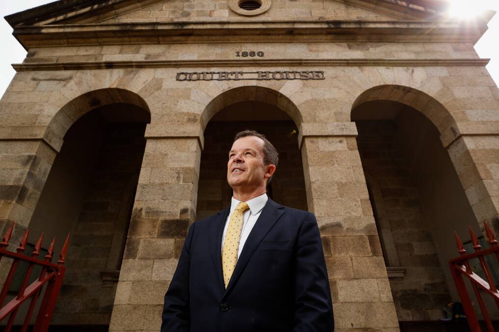 Welcome move: NSW Attorney-General Mark Speakman outside Albury's landmark Dean Street court house after announcing the appointment of Sean Grant as a resident judge for the District Court on the Border. Picture: JAMES WILTSHIRE